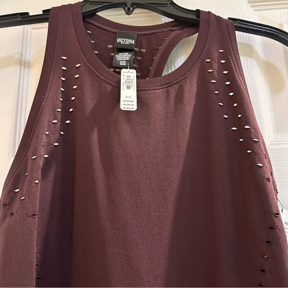 NWT Victoria’s Secret Sport Burgundy Perforated Exercise Racerback Top in Small